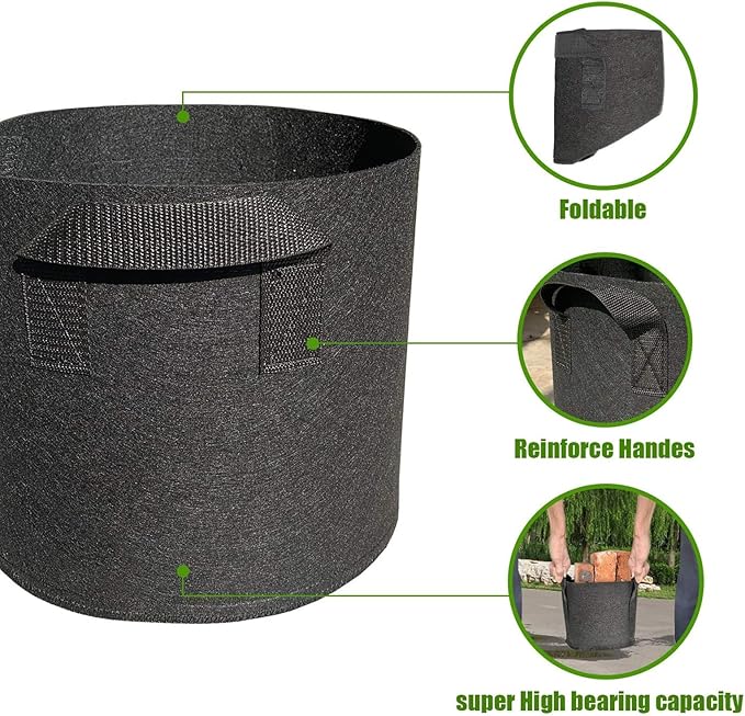 5 Pack 2 Gallon Grow Bags with Handles Garden Vegetable Flower Grow Bags - Image 6
