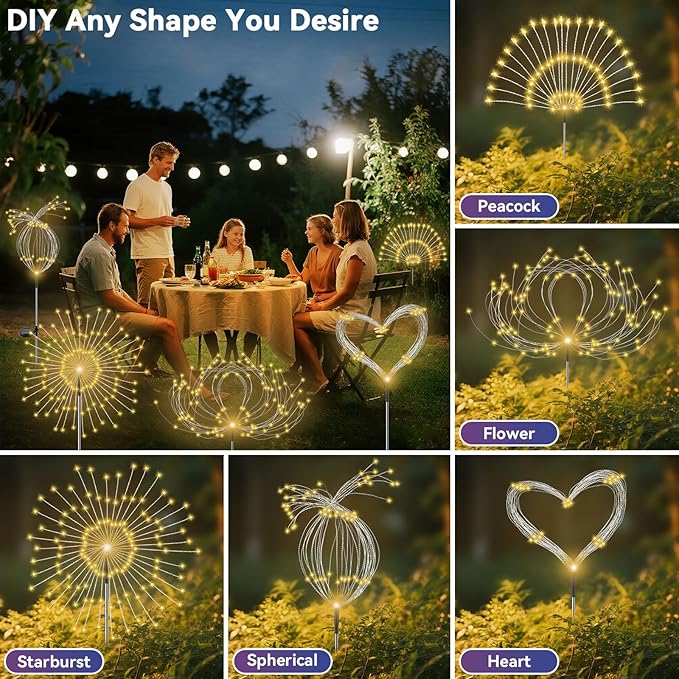 Garden Outdoor Lights, 4 Pack 120 LED Solar Garden Lights Fairy Lights Outdoor - Image 4