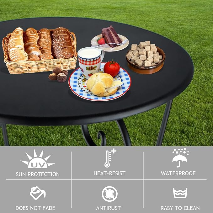 Small Patio Side Table, Round Metal Side Table, Weather Resistant Anti-Rust - Image 4