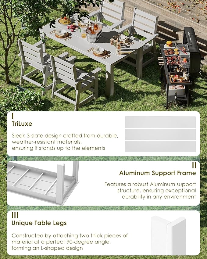 GREENVINES Outdoor Dining Table | 67’’ | HDPE | Rectangle Tables - Image 3