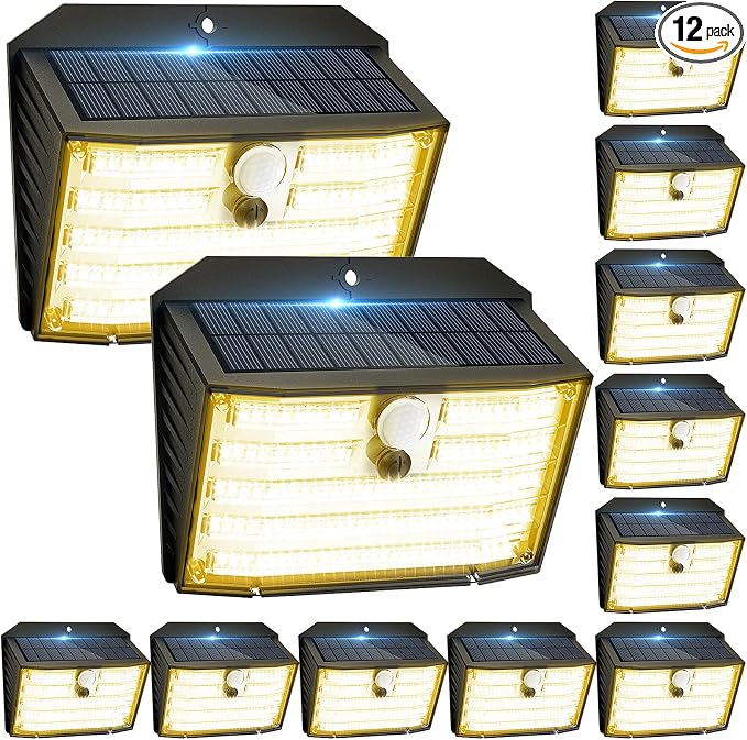 Solar Motion Lights Outdoor, Ultra Bright Solar Fence Lights by Claoner