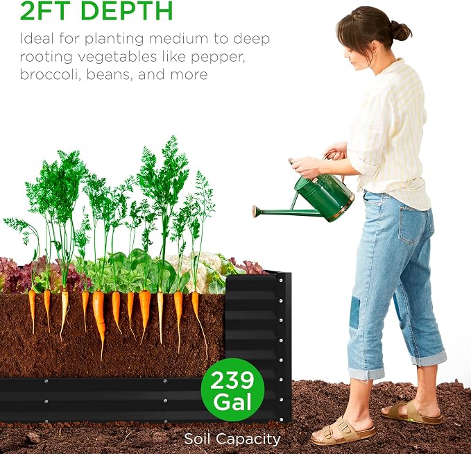 Best Choice Products 8x2x2ft Raised Outdoor Metal Garden Bed, Deep Root Box - Image 4