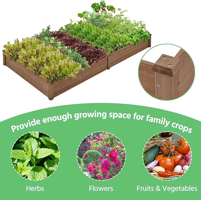 Yaheetech 8×4ft Wooden Horticulture Raised Garden Bed Divisible Elevated - Image 4