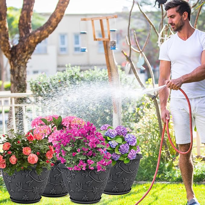 4 Pack 12 Inch Large Flower Pots - Image 5