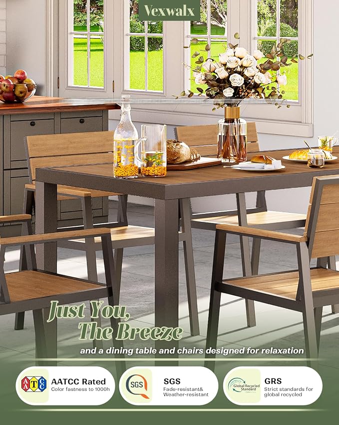 7-Piece Outdoor Dining Set, Aluminum Dining Table Set - Image 4