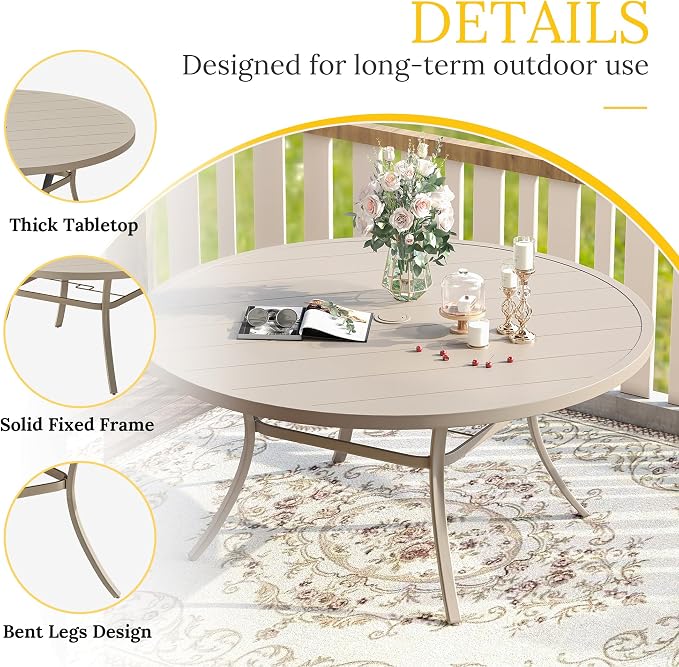 VICLLAX 63" Outdoor Round Patio Table - Image 4