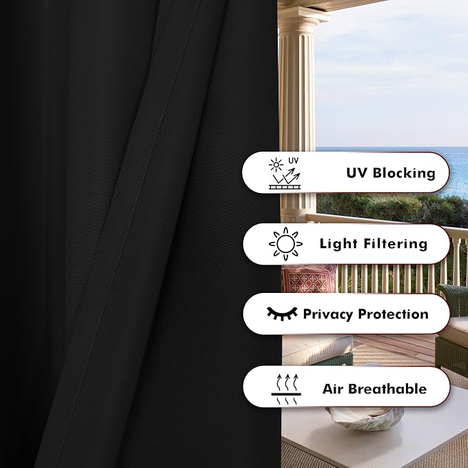 BONZER Outdoor Curtains for Patio Water Resistant Heavy Privacy Light Filtering - Image 4