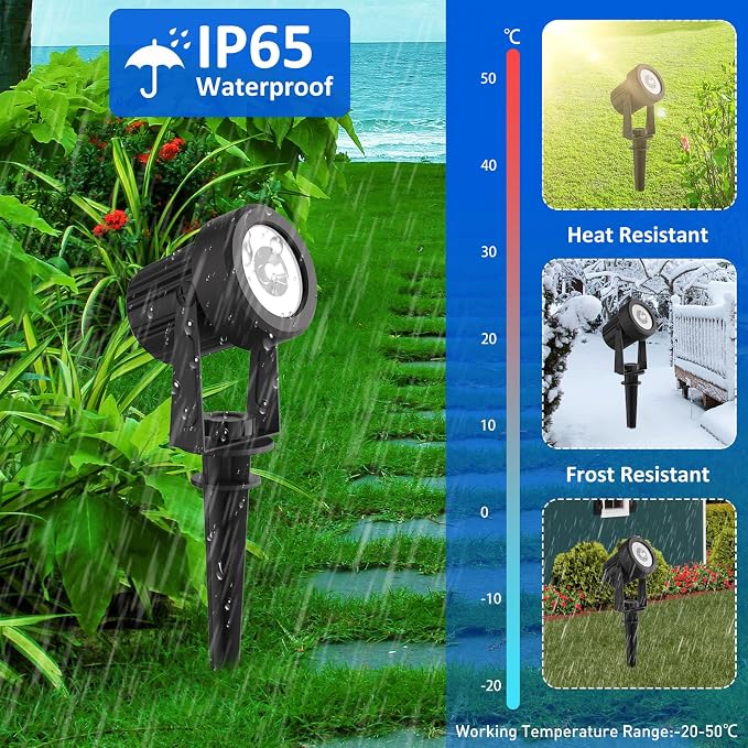 T-SUNUS Color Changing Solar Landscape Spotlights 4 Pack, IP65 Waterproof RGB - Image 5