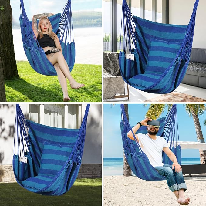 Goutime Hammock Chair, Indoor Hanging Rope Swing, Tree Swinging Chairs - Image 4