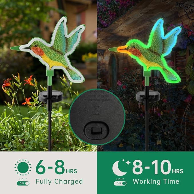 Solar Hummingbird Garden Lights, Halloween Outdoor Lights Decor, LED - Image 3