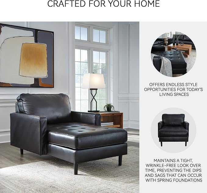 Signature Design by Ashley Bryceview Modern Tufted Leather Match Chaise - Image 5