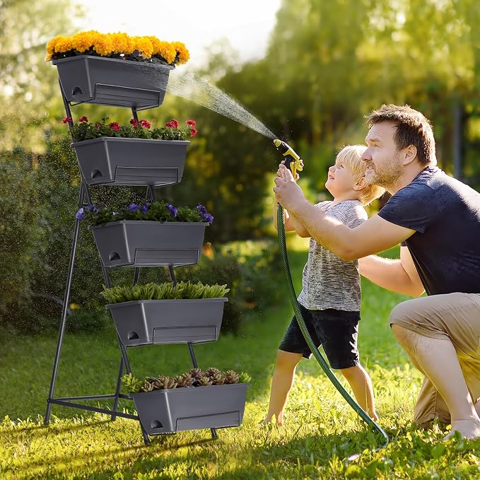 5 Tier Vertical Garden Planter Grey Herb Garden Planter - Image 5