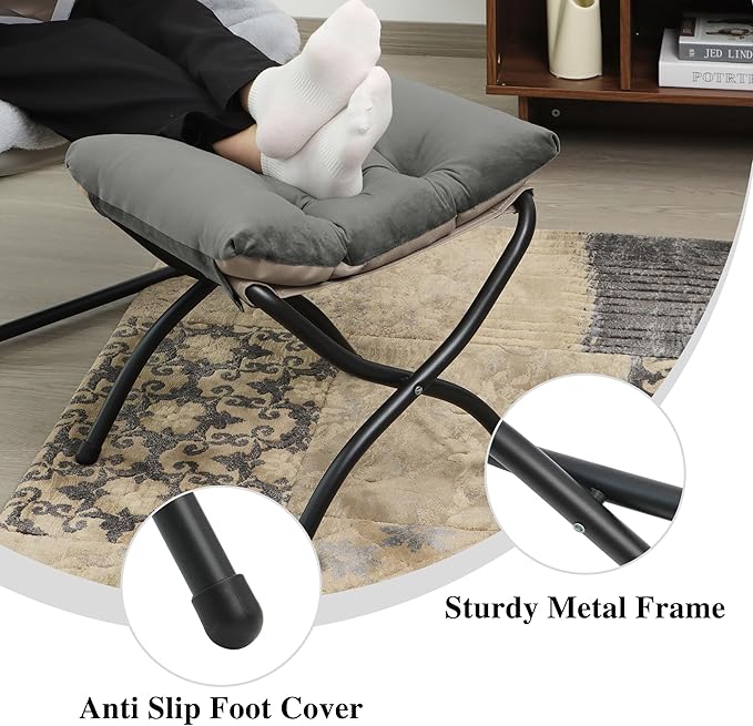 15" Folding Ottoman, Foldable Footrest Stool, Portable Small Foot Stool - Image 6