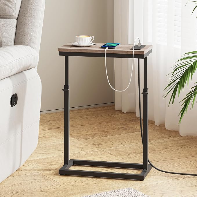 TUTOTAK End Table with Charging Station, Side Table, Tall Couch Table, Sofa - Image 3