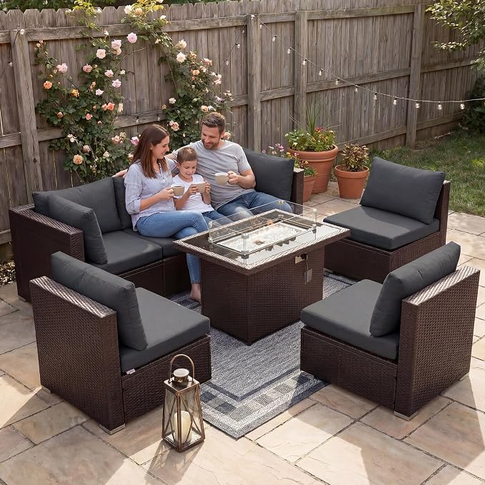 NICESOUL 7 Piece Large Size Outdoor Patio Furniture Set by NICESOUL