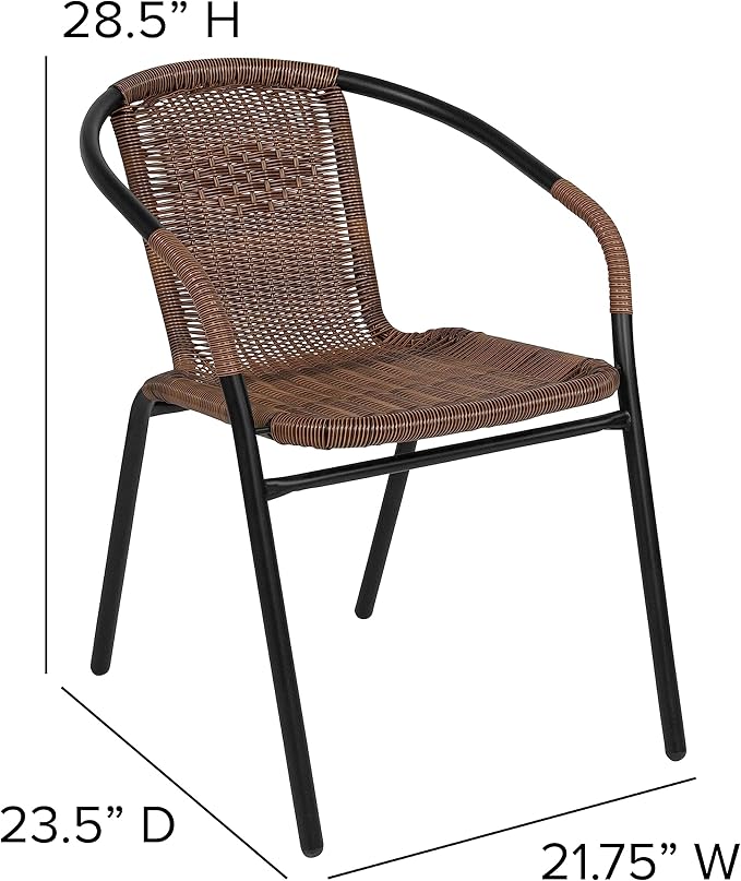 EMMA + OLIVER Set of 4 Modern Rattan Indoor/Outdoor Stack Chairs, Stacking - Image 2