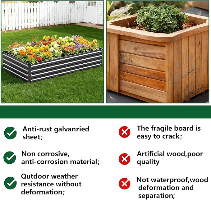 Vengarus 8x2x1FT Galvanized Raised Garden Bed Kit, Outdoor Metal Planter Box - Image 7