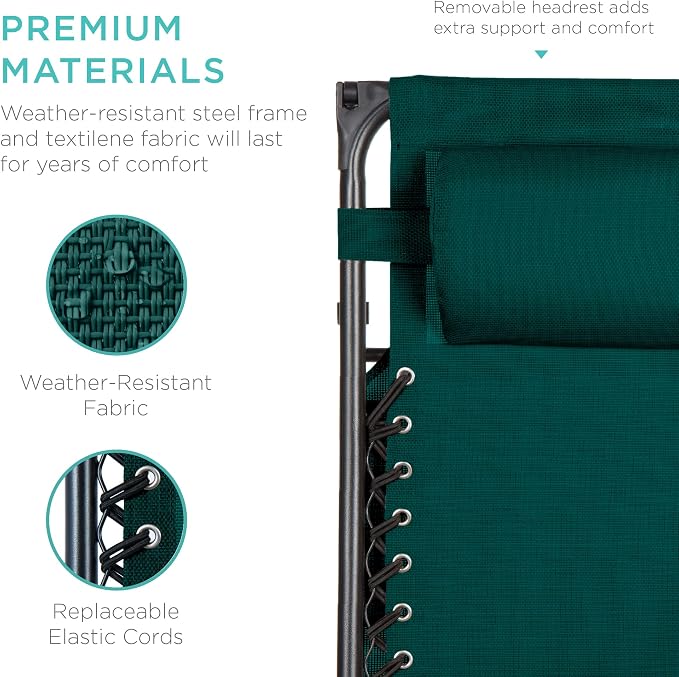 Best Choice Products Folding Zero Gravity Outdoor Recliner Patio Lounge Chair - Image 6