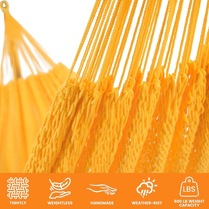 Lazy Daze Hammocks Handwoven Mayan Hammock, 10.5 FT Soft Rope Double Hammocks - Image 5