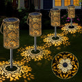 4 Pack Solar Pathway Lights Lights Outdoor, LED Solar Lantern Bright Metal by MMHFSolarLightsOutdoor