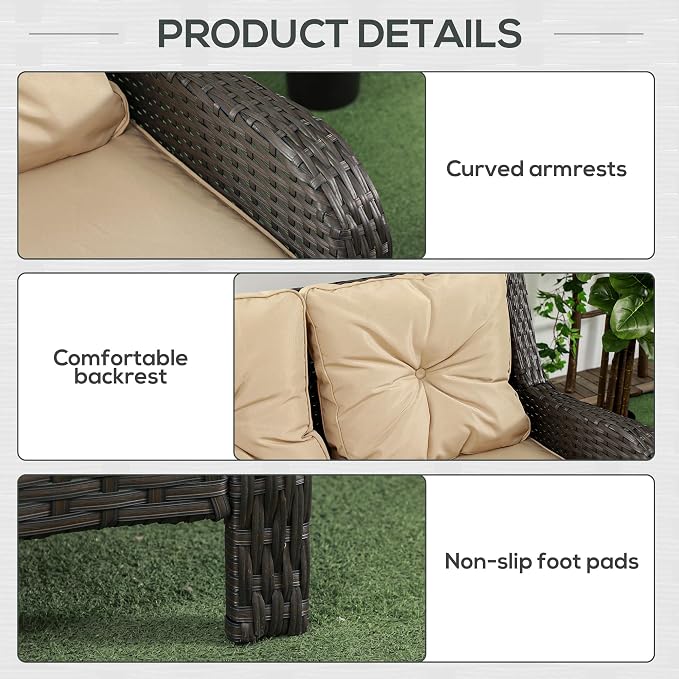 Outsunny 3-Seater Outdoor Sofa - Image 6