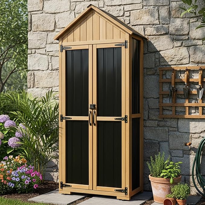 PetsCosset Outdoor Storage Cabinet Waterproof, Outdoor Storage Shed by PETSCOSSET
