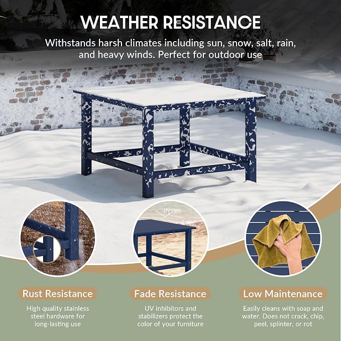 WestinTrends Malibu Low Outdoor HDPE Square Patio Coffee Table - Image 4