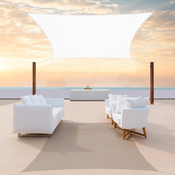 ColourTree TAPR1616 Custom Size 14' x 22' White Sun Shade Sail Canopy UV Block by ColourTree
