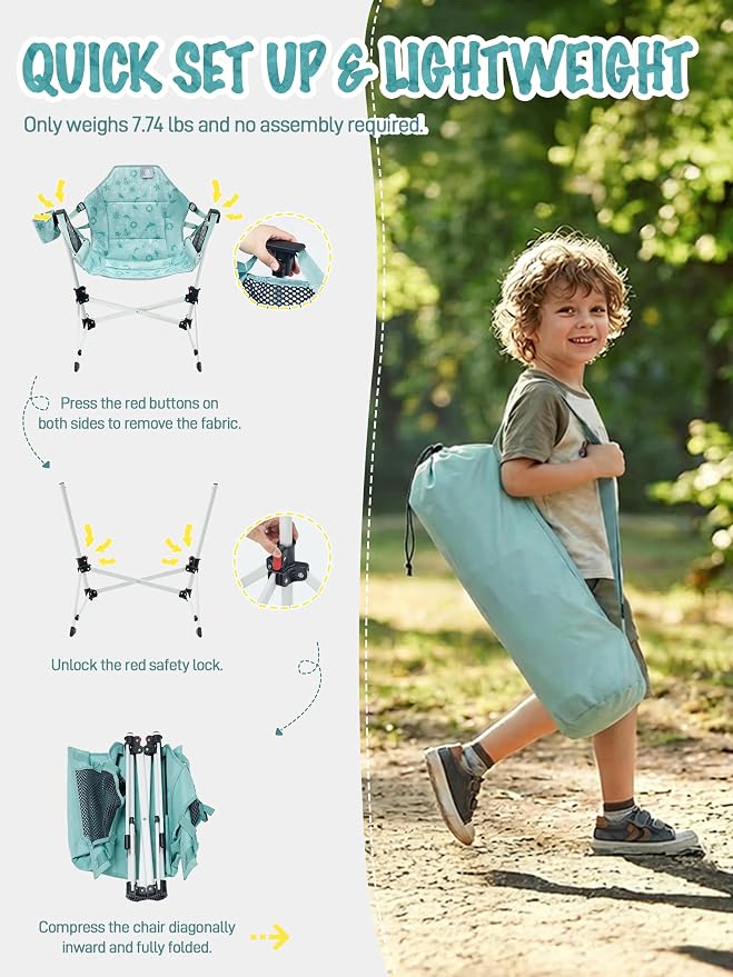 EVER ADVANCED Kids Hammock Chair Foldable, Kids Camping Chair - Image 8