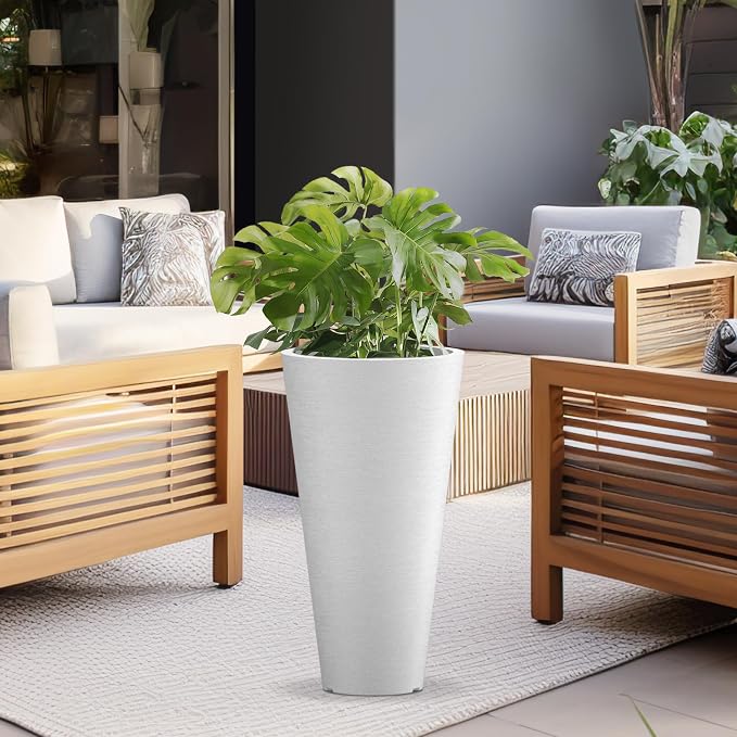 Kante Tall Round Planter Set of 2, 23 Inch Tall Decorative Planter Pots - Image 8