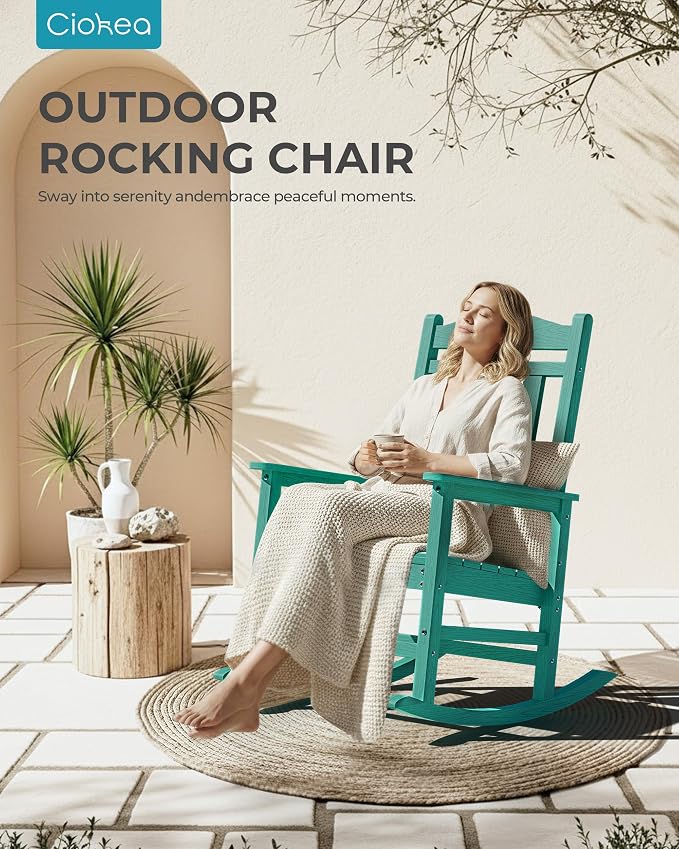 Ciokea Oversized Outdoor Rocking Chair, 380lbs Heavy-Duty Large Patio Rocker - Image 4