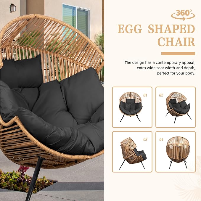 Vongrasig Wicker Egg Chair PE Rattan Chair - Image 6