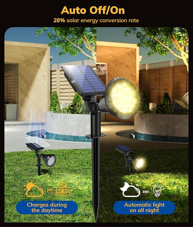 Solar Spot Lights for Outside, 21 LED Outdoor Solar Lights for Yard, 4 Pack - Image 2