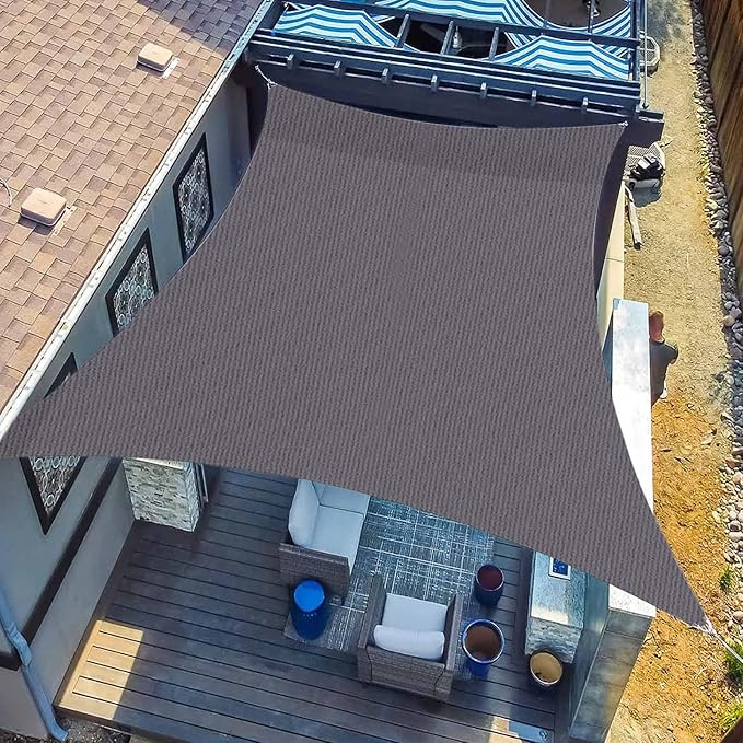 SUNLAX Custom Size 8' x 19' Dark GreySun Shade Sail Canopy Commercial Rectangle by SUNLAX