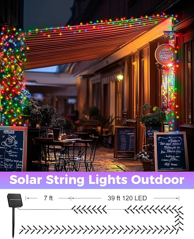 Brightown 2 Pack Solar String Lights Outdoor, Each 46Ft 120 LED Solar String - Image 6