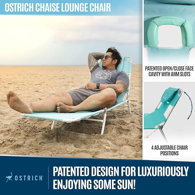 Ostrich 72 by 22 Inch Versatile Chaise Lounge Portable Reclining Lounger - Image 5