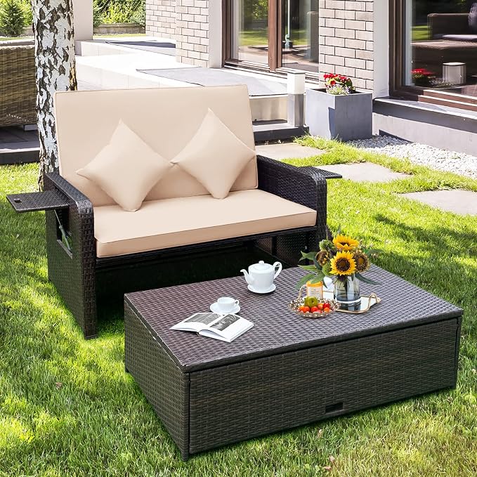 COSTWAY Patio Rattan Daybed - Image 5