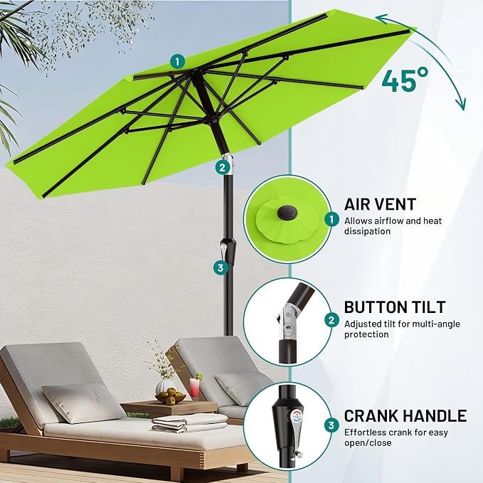 AreShark 9 FT Patio Umbrella for Outdoor, Outdoor Umbrella - Image 5