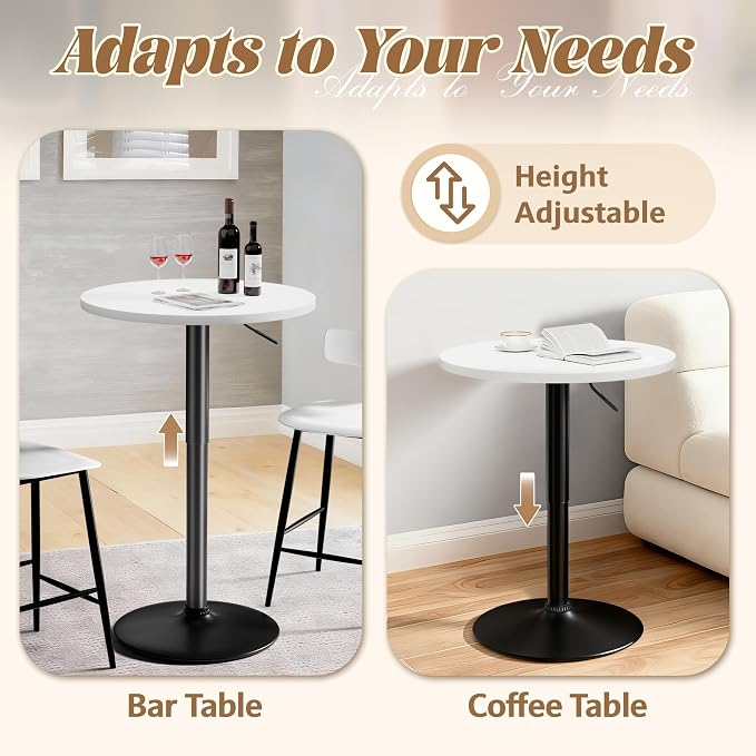 Shahoo Bar Table, Adjustable Height Pub Table 27.4-36 Inches, Cocktail Table - Image 4