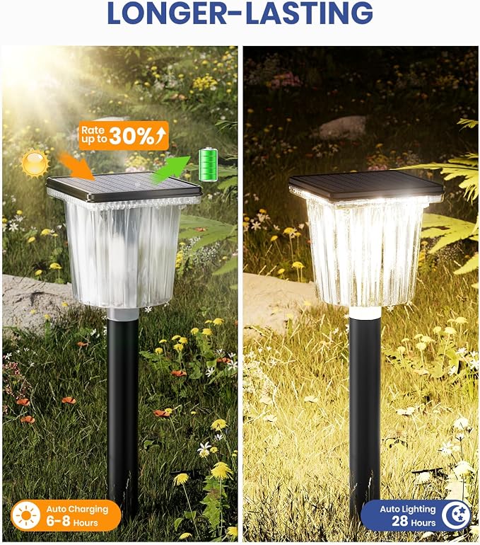 Upgraded Solar Lights Outdoor Waterproof 6 Pack, Adjustable Warm&Cool White - Image 5