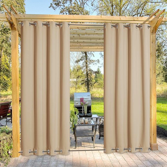 NICETOWN Outdoor Curtain for Patio Waterproof, Sunlight Block Rustproof Grommet by NICETOWN