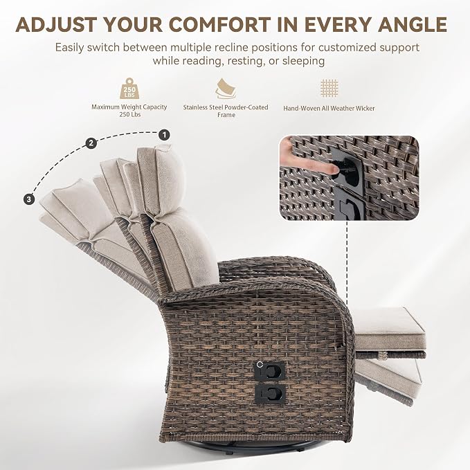 Zero Gravity Patio Swivel Rocking Recliner Chair - Image 6