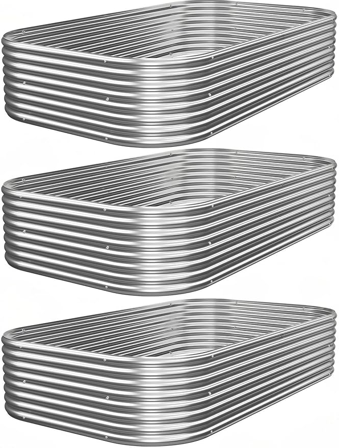 3 PCS 4x2ft Galvanized Raised Garden Bed Outdoor, Metal Garden Bed by Mostmahes