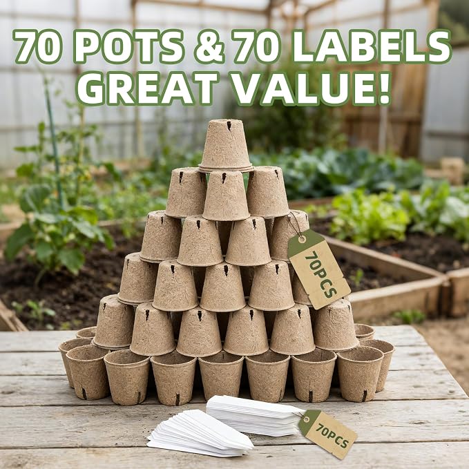 70Pcs Biodegradable 3.15” Peat Pots - Image 9