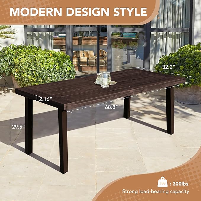 Devoko Home Acacia Wood Dining Table 6-Person Indoor Outdoor Table - Image 2
