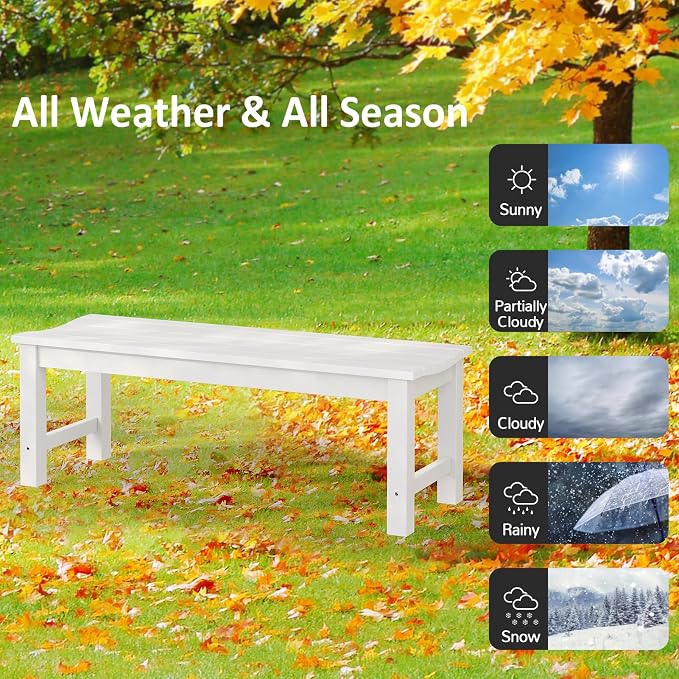 Outdoor Bench, 2-Person Patio Backless Bench Holds up to 800lbs, Weatherproof - Image 4