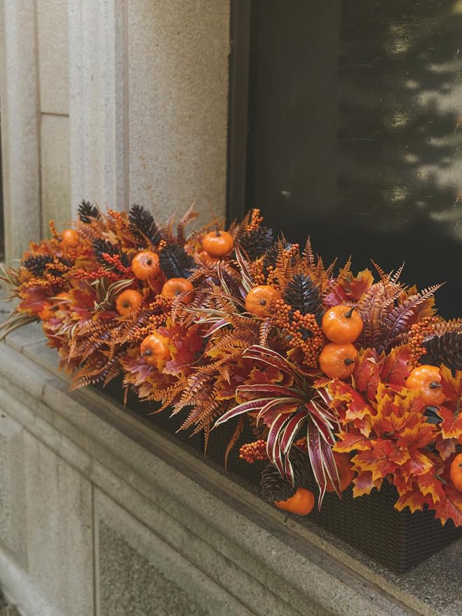 13pcs Outdoor Artificial Maple Leaf Pumpkin Branch - Image 6
