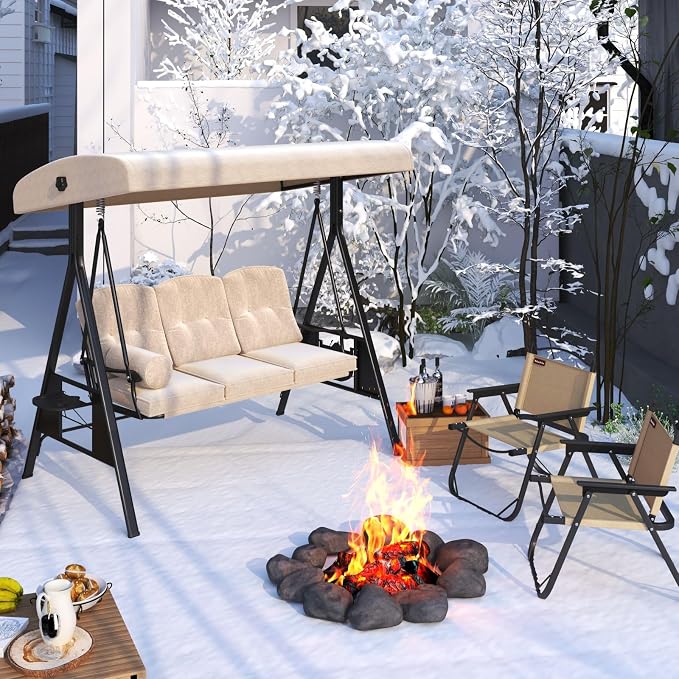 AECOJOY Outdoor Porch Swing, 3-Seat Porch Swing - Image 9