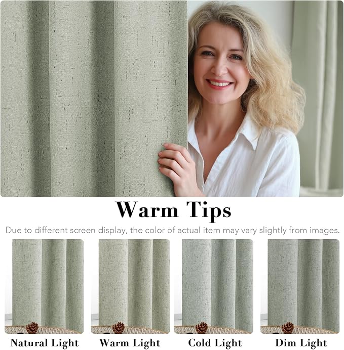 H.VERSAILTEX Primitive Linen Curtains 100% Blackout Curtain Drapes Burlap - Image 5