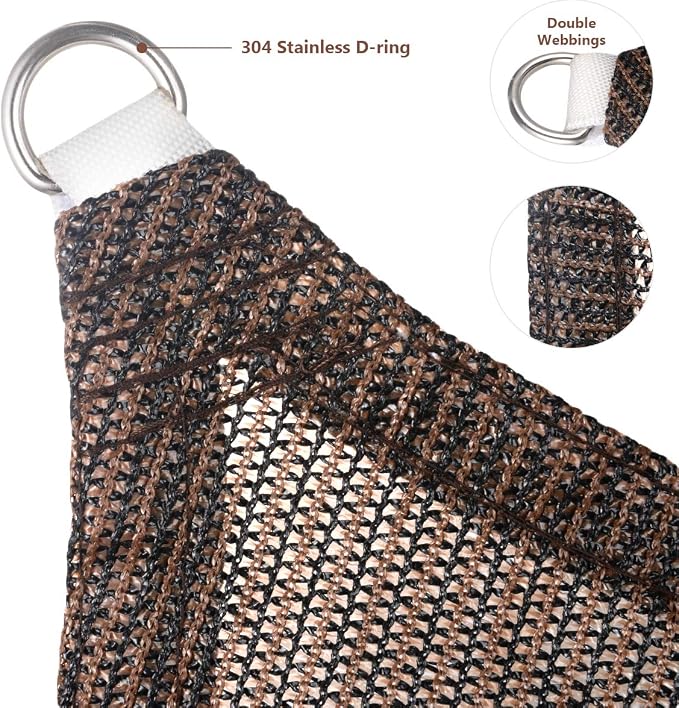 Eden's Decor Straight Flat-Edged Sun Shade Sail Rectangular 11' x 20' Brown - Image 2